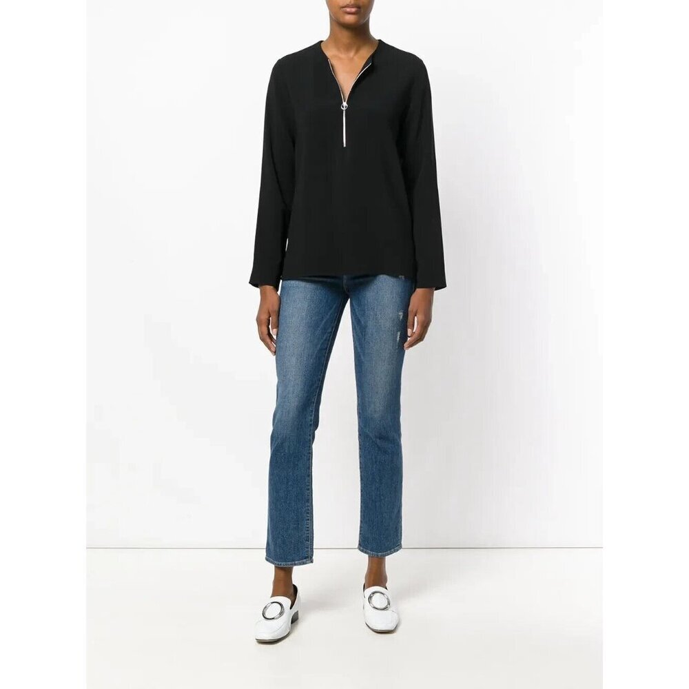 Stella McCartney NWT Black Arlesa Quarter Zip Blouse Size 38
